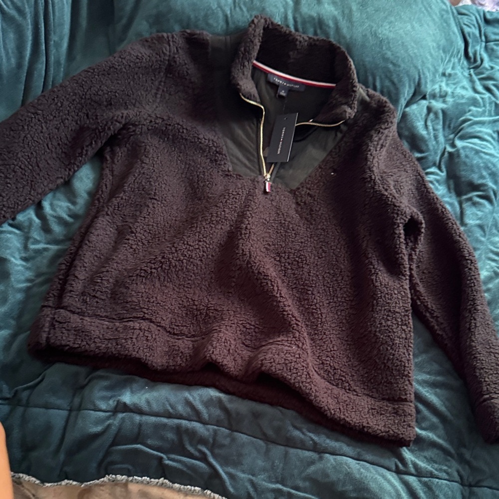 Tommy Hilfiger Black Sherpa Women's Sweater